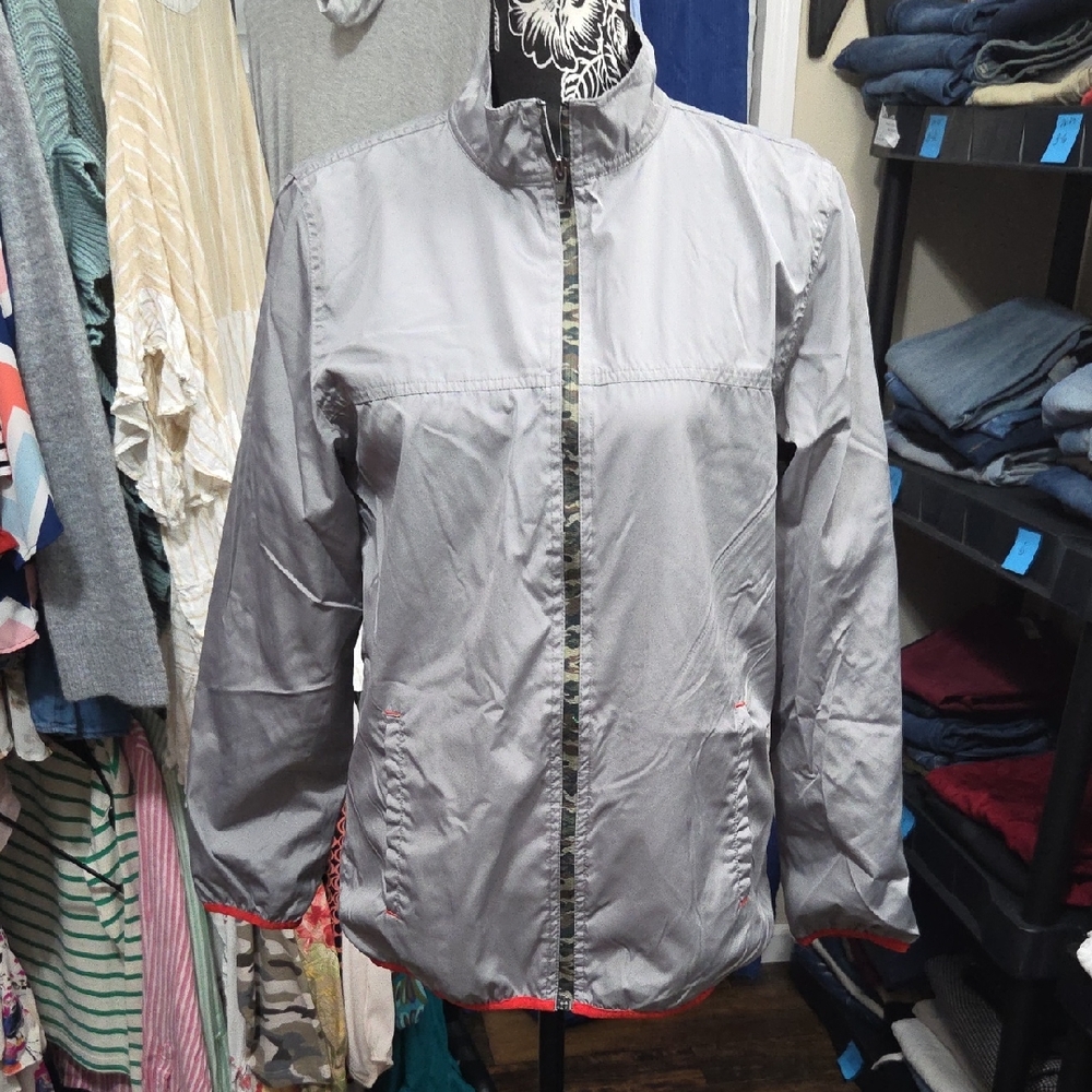 BCG Women's Gray Utility Jacket with Red Accents